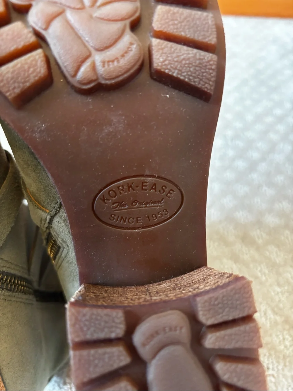 Kork-Ease Dee Hiker Grey-Green Suede Heeled Bootie